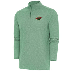 Minnesota Wild Antigua Hunk Quarter-Zip Pullover Top - Heather Hunter Green Pullover
