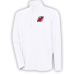 New Jersey Devils Antigua Hunk Quarter-Zip Pullover Top - White Jerseys