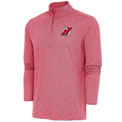 New Jersey Devils Antigua Hunk Quarter-Zip Pullover Top - Heather Red Jerseys