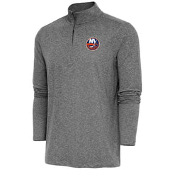 New York Islanders Antigua Hunk Quarter-Zip Pullover Top - Heather Black Pullover