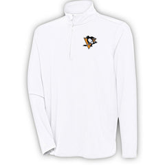Pittsburgh Penguins Antigua Hunk Quarter-Zip Pullover Top - White Pullover