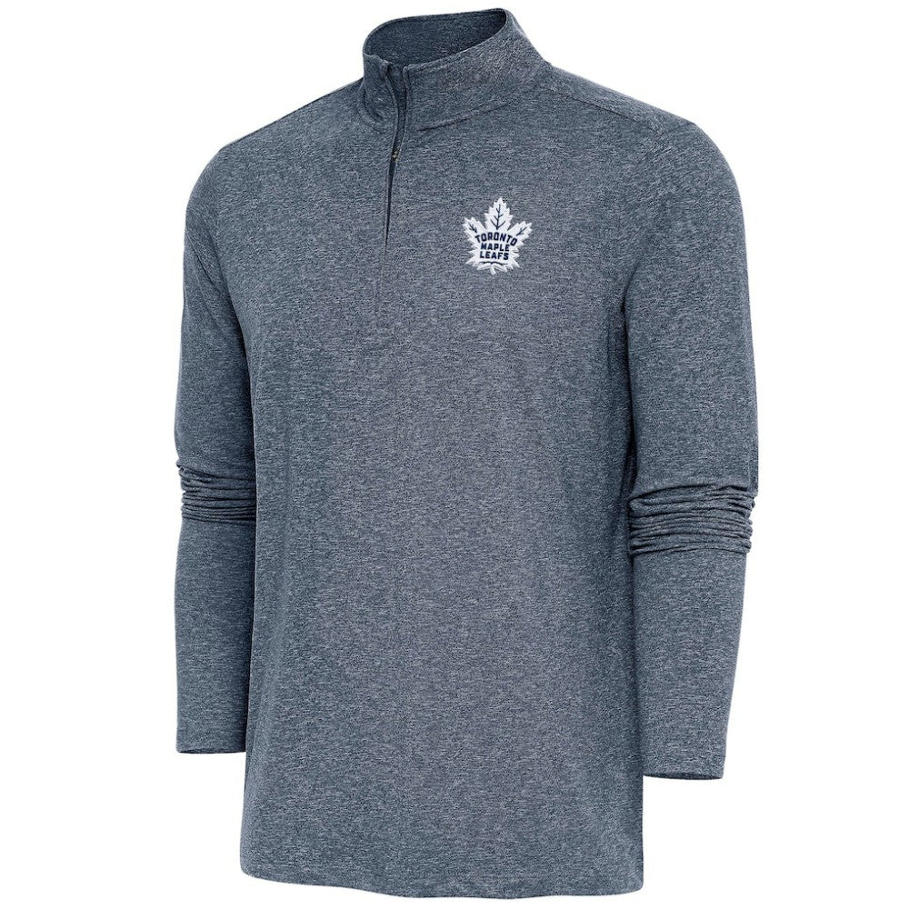 Toronto Maple Leafs Antigua Hunk Quarter-Zip Pullover Top - Heather Navy Pullover