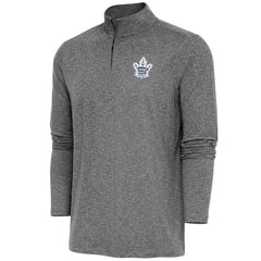 Toronto Maple Leafs Antigua Hunk Quarter-Zip Pullover Top - Heather Black Pullover