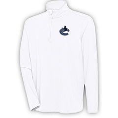 Vancouver Canucks Antigua Hunk Quarter-Zip Pullover Top - White Pullover