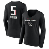 Drake London Atlanta Falcons Women's Team Wordmark Player Name & Number Long Sleeve V-Neck T-Shirt - Black discount