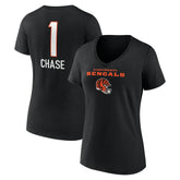 Ja'Marr Chase Cincinnati Bengals Women's Team Wordmark Player Name & Number V-Neck T-Shirt - Black cheap