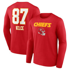 Travis Kelce Kansas City Chiefs Team Wordmark Player Name & Number Long Sleeve T-Shirt - Red for sale