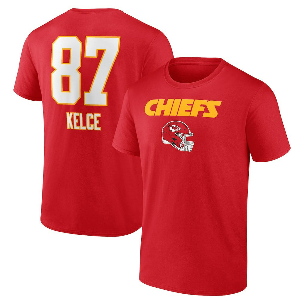 Travis Kelce Kansas City Chiefs Team Wordmark Player Name & Number T-Shirt - Red for sale