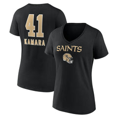 Alvin Kamara New Orleans Saints Women's Team Wordmark Player Name & Number V-Neck T-Shirt - Black cheap