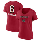 Baker Mayfield Tampa Bay Buccaneers Women's Team Wordmark Player Name & Number V-Neck T-Shirt - Red on sale
