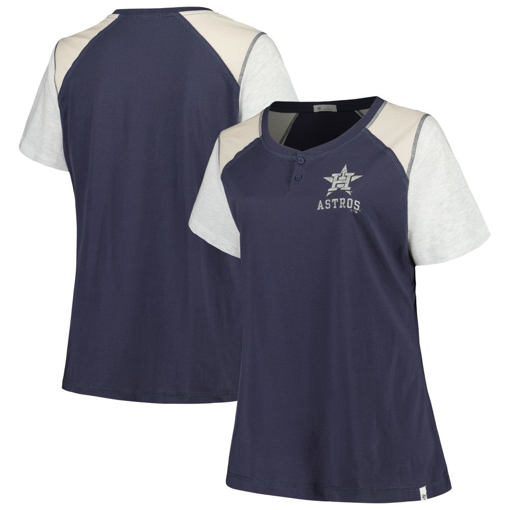 Houston Astros Women's Plus Size Henley T-Shirt Navy/Gray