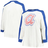 Atlanta Braves Women's Plus Size Caribou Raglan Long Sleeve T-Shirt White