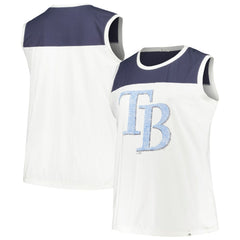 Tampa Bay Rays Women's Plus Size Waist Length Muscle Tank Top White/Navy