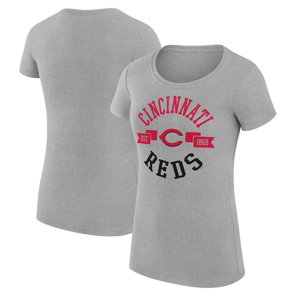 Cincinnati Reds G-III 4Her by Carl Banks Women's Super-Slim Fit Lightweight City Graphic T-Shirt Heather Gray