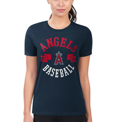 Los Angeles Angels G-III 4Her by Carl Banks Women's Super-Slim Fit Lightweight City Graphic T-Shirt Navy