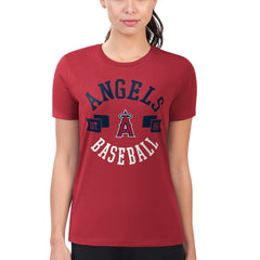 Los Angeles Angels G-III 4Her by Carl Banks Women's Super-Slim Fit Lightweight City Graphic T-Shirt Red