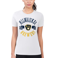 Milwaukee Brewers G-III 4Her by Carl Banks Women's Super-Slim Fit Lightweight City Graphic T-Shirt White