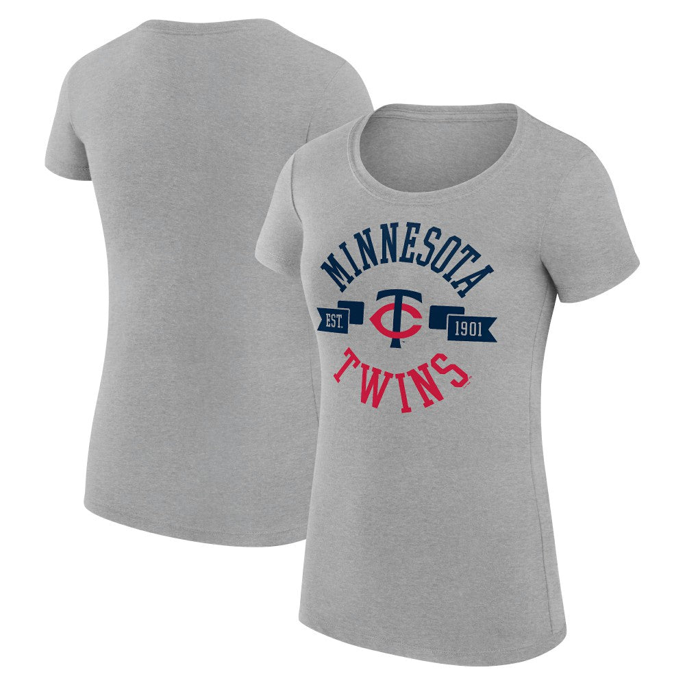 Minnesota Twins G-III 4Her by Carl Banks Women's Super-Slim Fit Lightweight City Graphic T-Shirt Heather Gray