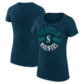 Seattle Mariners G-III 4Her by Carl Banks Women's Super-Slim Fit Lightweight City Graphic T-Shirt Navy