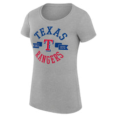 Texas Rangers G-III 4Her by Carl Banks Women's Super-Slim Fit Lightweight City Graphic T-Shirt Heather Gray