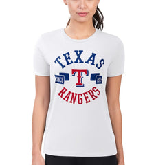 Texas Rangers G-III 4Her by Carl Banks Women's Super-Slim Fit Lightweight City Graphic T-Shirt White