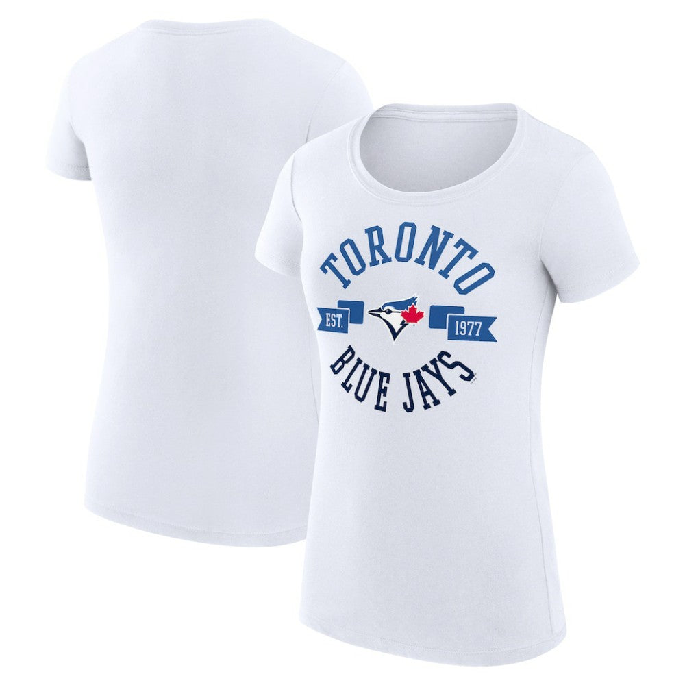 Toronto Blue Jays G-III 4Her by Carl Banks Women's Super-Slim Fit Lightweight City Graphic T-Shirt White