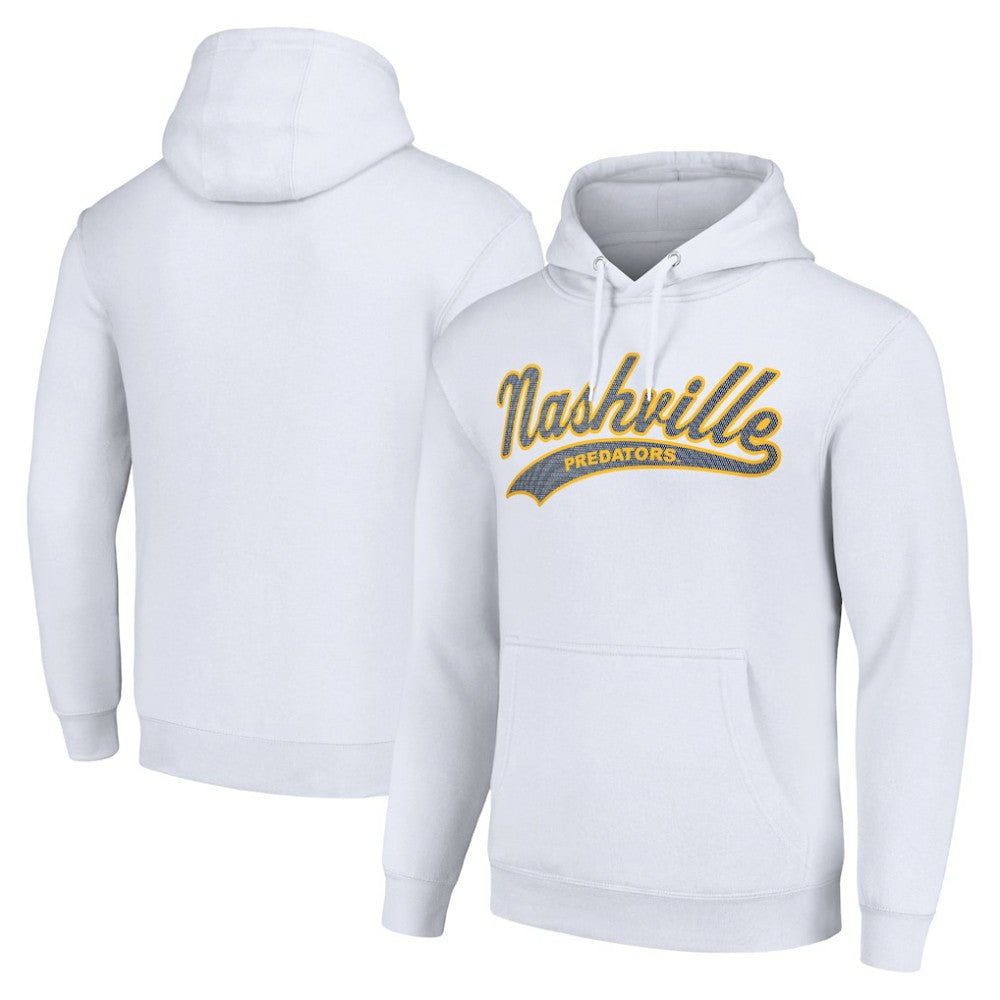 Nashville Predators Starter Tailsweep Fleece Tri-Blend Pullover Hoodie - White Hoodies