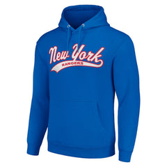 New York Rangers Starter Tailsweep Fleece Tri-Blend Pullover Hoodie - Blue Hoodies