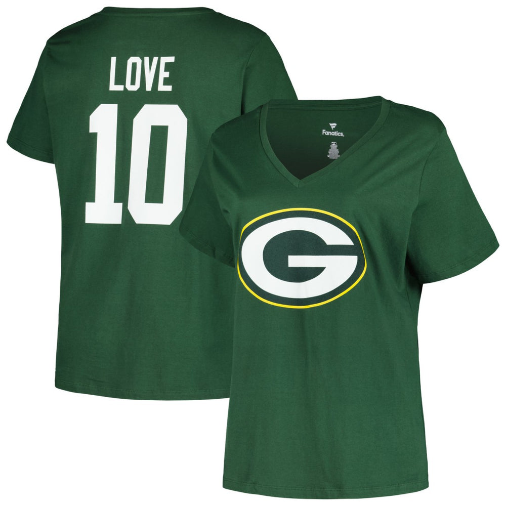 Jordan Love Green Bay Packers Women's Plus Size Name & Number V-Neck T-Shirt - Green outlet