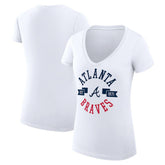 Atlanta Braves G-III 4Her by Carl Banks Women's Super-Slim Fit Lightweight City Graphic V-Neck T-Shirt White