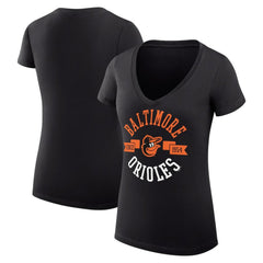 Baltimore Orioles G-III 4Her by Carl Banks Women's Super-Slim Fit Lightweight City Graphic V-Neck T-Shirt Black
