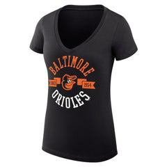 Baltimore Orioles G-III 4Her by Carl Banks Women's Super-Slim Fit Lightweight City Graphic V-Neck T-Shirt Black