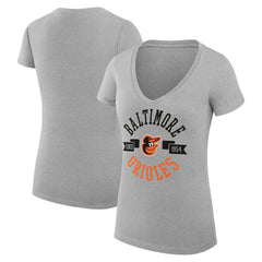 Baltimore Orioles G-III 4Her by Carl Banks Women's Super-Slim Fit Lightweight City Graphic V-Neck T-Shirt Heather Gray