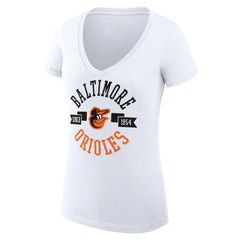 Baltimore Orioles G-III 4Her by Carl Banks Women's Super-Slim Fit Lightweight City Graphic V-Neck T-Shirt White
