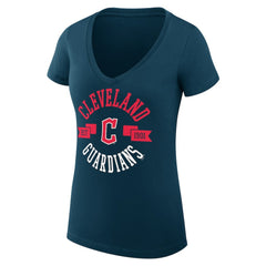 Cleveland Guardians G-III 4Her by Carl Banks Women's Super-Slim Fit Lightweight City Graphic V-Neck T-Shirt Navy