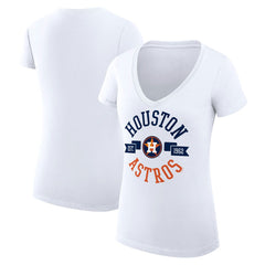 Houston Astros G-III 4Her by Carl Banks Women's Super-Slim Fit Lightweight City Graphic V-Neck T-Shirt White