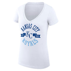 Kansas City Royals G-III 4Her by Carl Banks Women's Super-Slim Fit Lightweight City Graphic V-Neck T-Shirt White