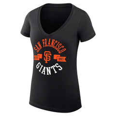 San Francisco Giants G-III 4Her by Carl Banks Women's Super-Slim Fit Lightweight City Graphic V-Neck T-Shirt Black