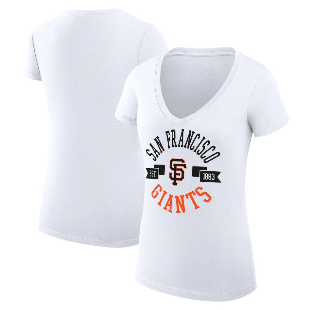 San Francisco Giants G-III 4Her by Carl Banks Women's Super-Slim Fit Lightweight City Graphic V-Neck T-Shirt White