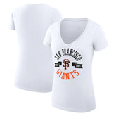 San Francisco Giants G-III 4Her by Carl Banks Women's Super-Slim Fit Lightweight City Graphic V-Neck T-Shirt White