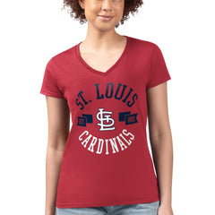 St. Louis Cardinals G-III 4Her by Carl Banks Women's Super-Slim Fit Lightweight City Graphic V-Neck T-Shirt Red