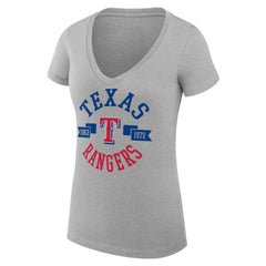 Texas Rangers G-III 4Her by Carl Banks Women's Super-Slim Fit Lightweight City Graphic V-Neck T-Shirt Heather Gray