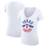 Texas Rangers G-III 4Her by Carl Banks Women's Super-Slim Fit Lightweight City Graphic V-Neck T-Shirt White