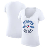 Toronto Blue Jays G-III 4Her by Carl Banks Women's Super-Slim Fit Lightweight City Graphic V-Neck T-Shirt White
