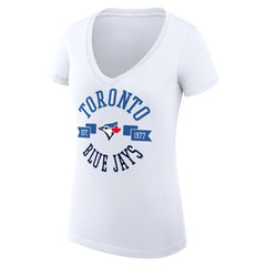 Toronto Blue Jays G-III 4Her by Carl Banks Women's Super-Slim Fit Lightweight City Graphic V-Neck T-Shirt White