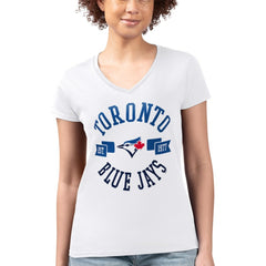 Toronto Blue Jays G-III 4Her by Carl Banks Women's Super-Slim Fit Lightweight City Graphic V-Neck T-Shirt White