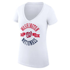 Washington Nationals G-III 4Her by Carl Banks Women's Super-Slim Fit Lightweight City Graphic V-Neck T-Shirt White