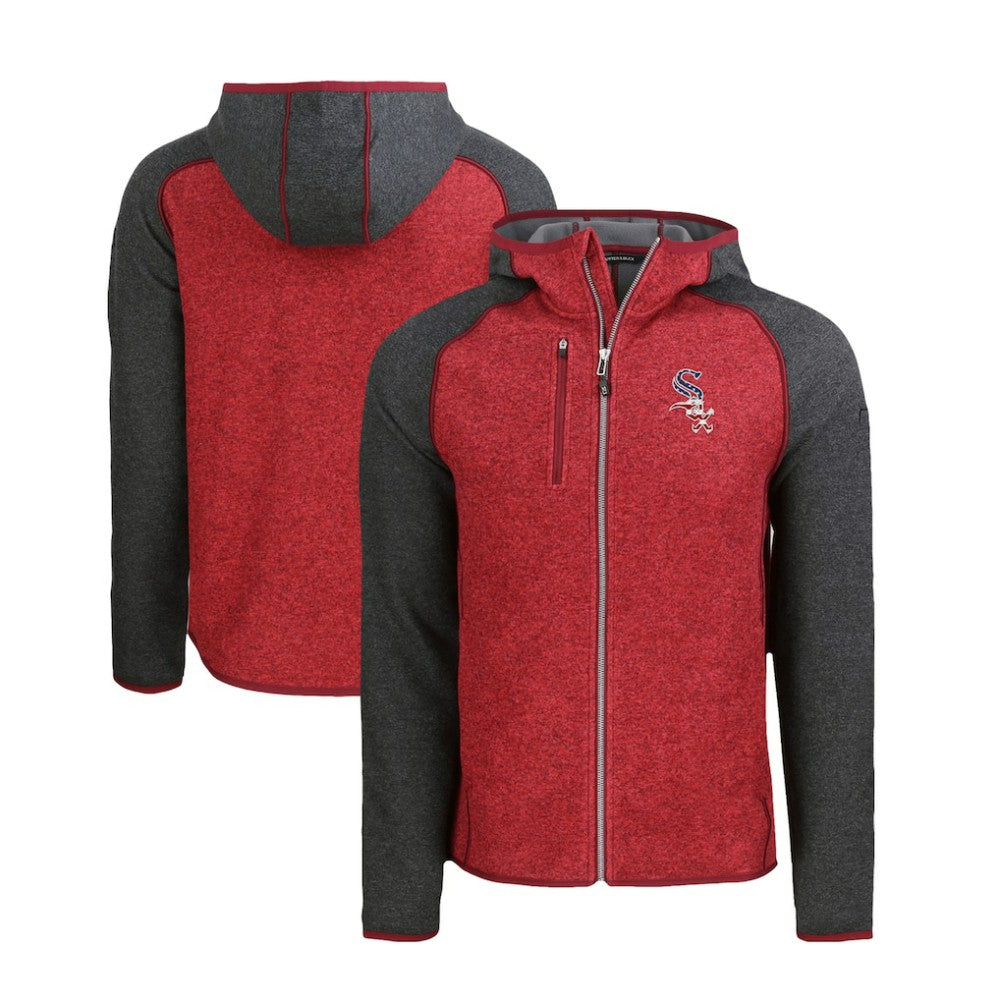 Chicago White Sox Cutter & Buck Stars & Stripes Mainsail Sweater-Knit Full-Zip Hoodie Heather Red/Heather Charcoal
