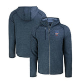 New York Mets Cutter & Buck Stars & Stripes Mainsail Sweater-Knit Full-Zip Hoodie Heather Navy