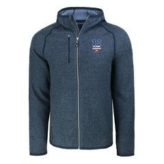 New York Mets Cutter & Buck Stars & Stripes Mainsail Sweater-Knit Full-Zip Hoodie Heather Navy